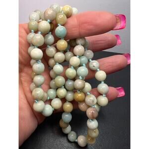 Amazonite knotted mala style endless necklace